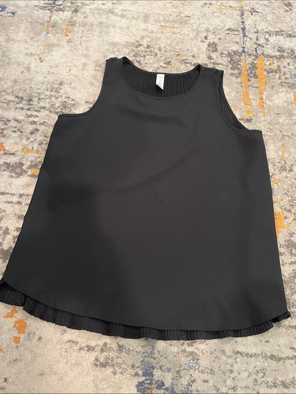 Marika Black Pleated-Hem Sleeveless Tank